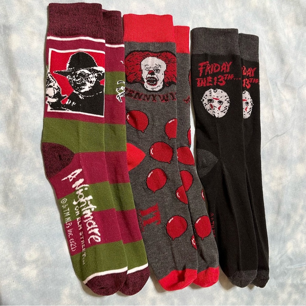 NWOT Men’s horror halloween socks OS